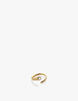 MONICA VINADER: Solitaire Wrap 18ct yellow gold-plated vermeil sterling-silver and 0.06ct lab-grown diamond ring