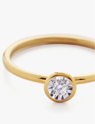 Monica Vinader Womens Yellow Gold Solitaire 18ct Yellow Gold-plated Vermeil Sterling-silver And 0.06 In Yellow Gold