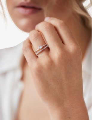 Monica Vinader Womens Sterling Silver Solitaire Sterling-silver And 0.06ct Lab-grown Diamond Ring In Sterling Silver