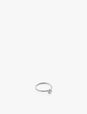 Monica Vinader Womens Sterling Silver Solitaire Sterling-silver And 0.06ct Lab-grown Diamond Ring In Sterling Silver