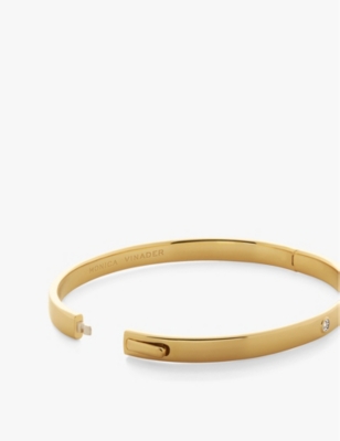 Solitaire 18ct yellow gold-plated vermeil sterling-silver and 0.015ct lab-grown diamond bangle