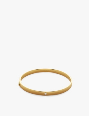 Solitaire 18ct yellow gold-plated vermeil sterling-silver and 0.015ct lab-grown diamond bangle
