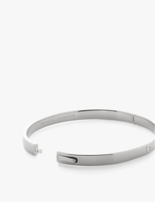 Monica Vinader Womens Sterling Silver Solitaire Sterling-silver And 0.015ct Lab-grown Diamond Bangle In Sterling Silver