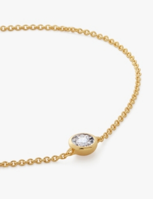 Monica Vinader Womens Yellow Gold Solitaire 18ct Yellow Gold-plated Vermeil Sterling-silver And 0.01 In Yellow Gold