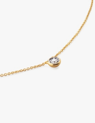 Monica Vinader Womens Solitaire 18ct Yellow Gold-plated Vermeil Sterling-silver And 0.06ct Lab-grown Diamond Neckla In Yellow Gold