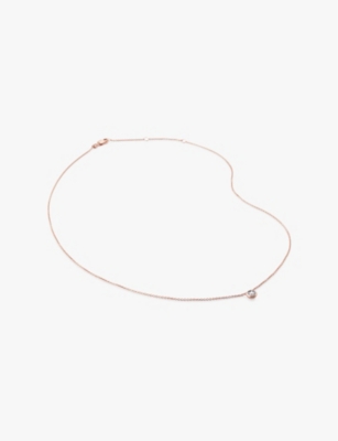 MONICA VINADER: Solitaire 18ct rose gold-plated vermeil sterling-silver and 0.06ct lab-grown diamond necklace