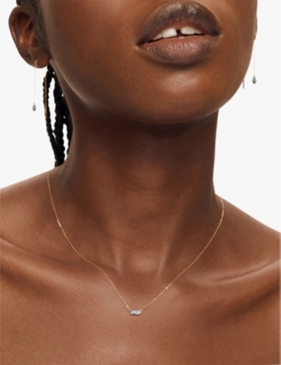 MONICA VINADER: Duo 14ct yellow-plated vermeil sterling-silver and 0.015ct lab-grown diamond necklace