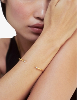 MONICA VINADER: Solitaire 18ct Yellow Gold-Plated Vermeil Sterling-Silver And 0.015ct Lab-Grown Diamond Cuff