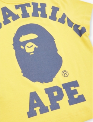 Shop A Bathing Ape College Logo-print Cotton T-shirt 9 Months - 9 Years Yellow