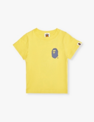 Shop A Bathing Ape College Logo-print Cotton T-shirt 9 Months - 9 Years Yellow