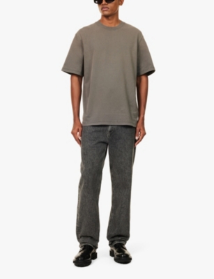 Agolde Asha Crewneck Cotton-jersey T-shirt In Flint (wsh Grey)
