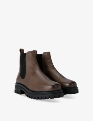Kg Kurt Geiger Womens  Teddy Pull-tab Leather Chelsea Boots In Brown