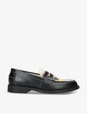 DUKE & DEXTER: Wilde Moulin-print leather loafers