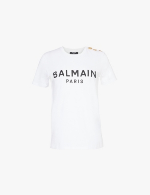 BALMAIN: Logo-print short-sleeve cotton-jersey T-shirt
