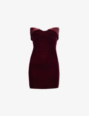 MUGLER - Strapless bustier velvet and satin mini dress | Selfridges.com