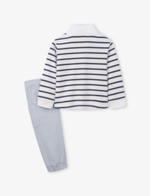 THE LITTLE WHITE COMPANY: Striped Cotton Rugby Top and Jogging Bottoms Set 18 Months - 6 Years