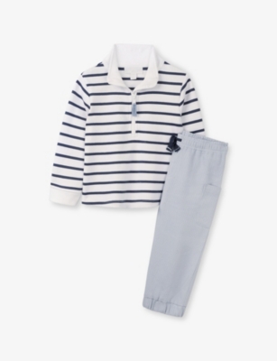 THE LITTLE WHITE COMPANY: Striped Cotton Rugby Top and Jogging Bottoms Set 18 Months - 6 Years