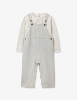 THE LITTLE WHITE COMPANY: Striped Patch-Pocket Cotton Dungarees 0-18 Months