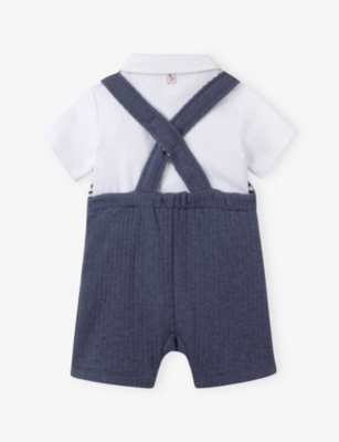 THE LITTLE WHITE COMPANY: Quilted Cotton Dungarees Set 0-18 Months