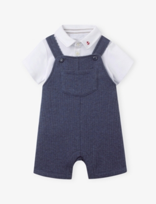 THE LITTLE WHITE COMPANY: Quilted Cotton Dungarees Set 0-18 Months