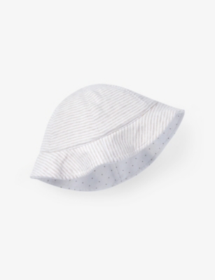 THE LITTLE WHITE COMPANY: Stripe and Star-Print Cotton Bucket Hat