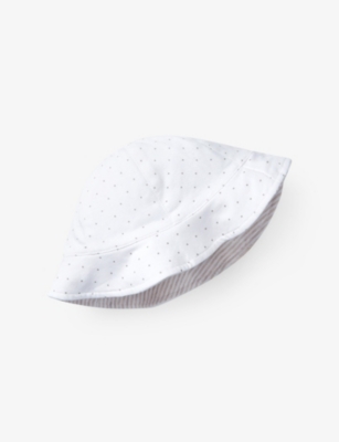 THE LITTLE WHITE COMPANY: Stripe and Star-Print Cotton Bucket Hat