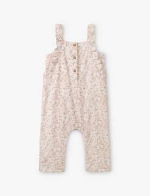 THE LITTLE WHITE COMPANY: Floral-Print Frilled Cotton Romper 0-24 Months
