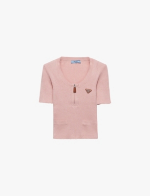 Prada Ribbed Cotton Sweater In Pink