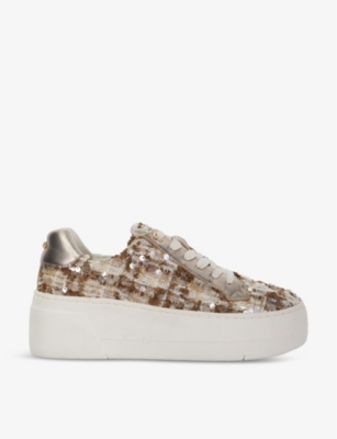 Shop Dune Womens  Episode 2 Woven Low-top Trainers In Beige Fabric