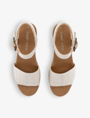 Toms Oms Womens Natural Yarn Dye Diana Ankle-strap Leather Wedge Sandals In Natural Yarn Dye