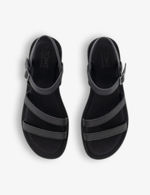 TOMS OMS WOMENS BLACK KIRA ANKLE-STRAP LEATHER SANDALS EUR 36 / 3 UK 