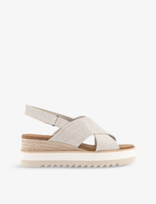 TOMS: Diana crossover-strap canvas wedge sandals