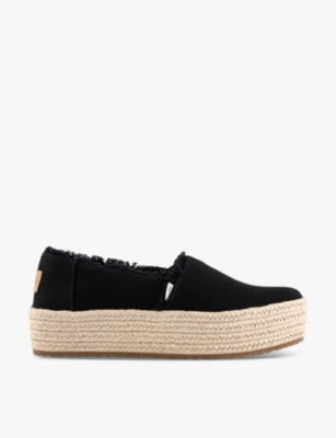 Valencia frayed-trim woven platform espadrilles