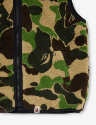 A BATHING APE GREEN ABC CAMO BOA RIPSTOP REVERSIBLE FLEECE VEST 2-9 