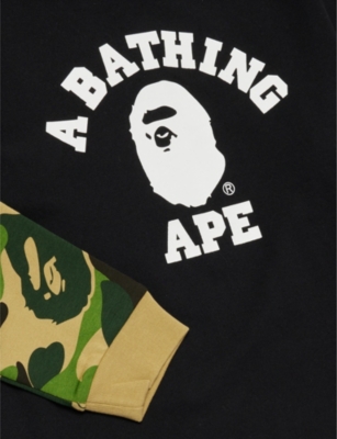 Shop A Bathing Ape College Camouflage Long-sleeve Cotton-jersey T-shirt In Black