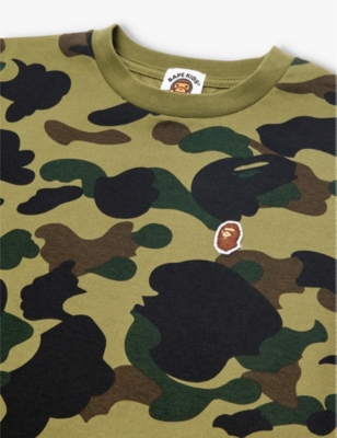 Shop A Bathing Ape Camo One Point Brand-print Cotton-jersey T-shirt 4-9 Years Green