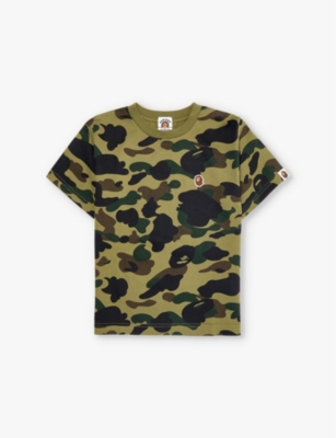 Shop A Bathing Ape Camo One Point Brand-print Cotton-jersey T-shirt 4-9 Years Green