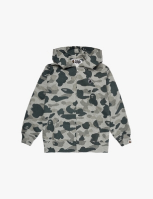 Shop A Bathing Ape Gray Camouflage Two-slip-pockets Cotton-jersey Hoody 10-13 Y