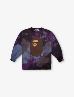A BATHING APE: Galaxy Dye logo-print cotton-blend jersey sweatshirt 10-13 years