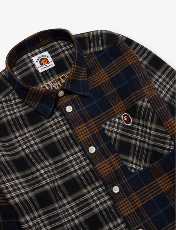 Patchwork check-pattern cotton shirt 4-9 years