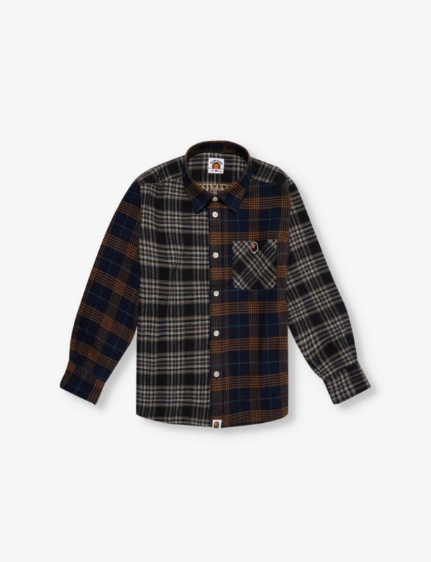 Patchwork check-pattern cotton shirt 4-9 years