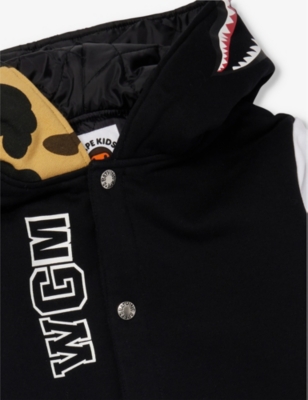 Shop A Bathing Ape Milo Shark-print Hooded Cotton Jacket 2-9 Years Black