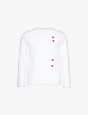 Comme Des Garçons Play Comme Des Garcons Play Mens White Vertical Heart-print Cotton-jersey T-shirt In White