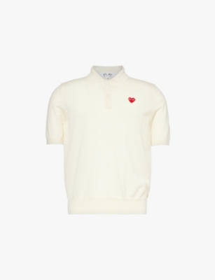 COMME DES GARCONS PLAY Logo patch short sleeve wool polo shirt Selfridges