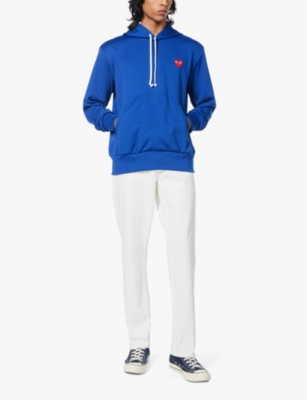 COMME DES GARÇONS PLAY MENS NAVY REGULAR-FIT TECH-KNIT WOVEN HOODY