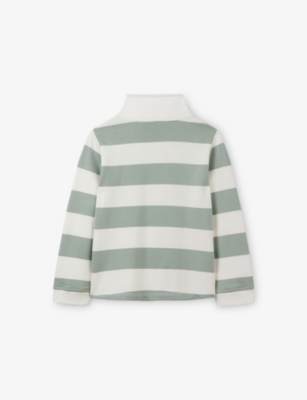 THE LITTLE WHITE COMPANY: Striped Funnel-Neck Cotton Rugby Shirt
