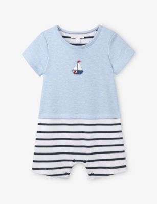 THE LITTLE WHITE COMPANY: Sailboat-Embroidered Cotton Romper 0-24 Months