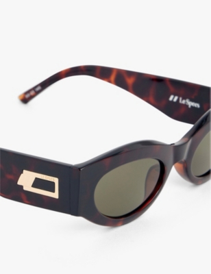 Le Specs Womens Tort Body Bumpin Rectangle-frame Polycarbonate Sunglasses In Tort