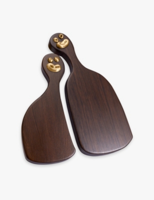 L'objet Wood & Gold  X Haas Brothers Nested Wooden Cheese Boards Set Of Two In Wood & Gold