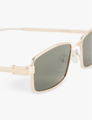 Le Specs Bizarro Rectangular-frame Metal Sunglasses In Bright Gold/clear